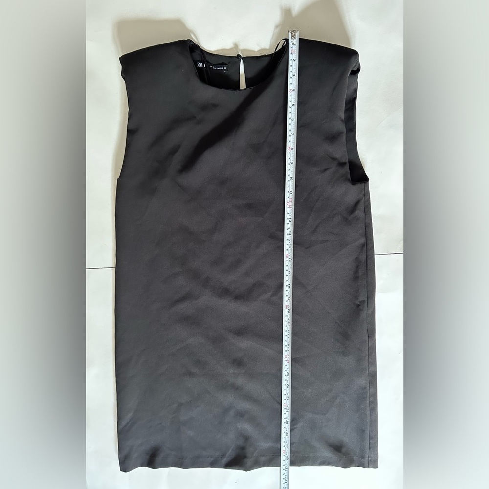 ZARA black mini DRESS WITH SHOULDER PADS - Picture 10 of 10
